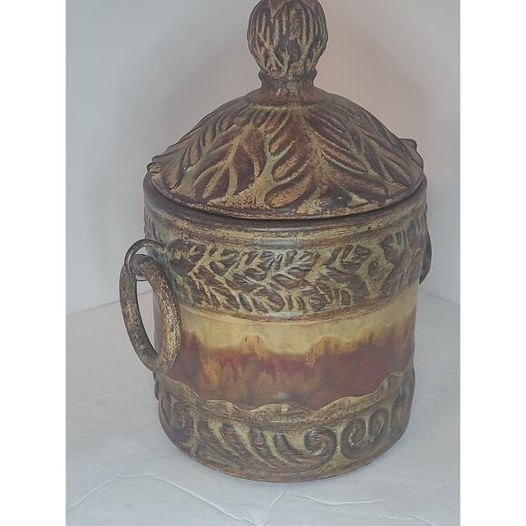 Uttermost Famous Pottery Hand Crafted Vintage Canister Jar Pot With Lid Retired - Picture 3 of 16